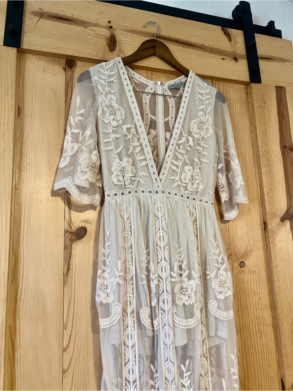 Wishlist Ivory Sheer Embroidered Maxi Dress/Romper - Picture 2 of 3